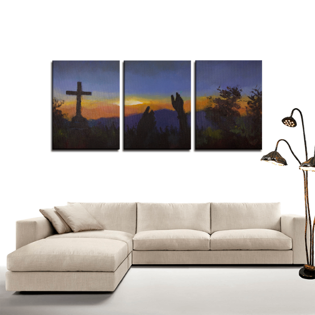 Cross Mountain Painting 3-Panel Canvas Set