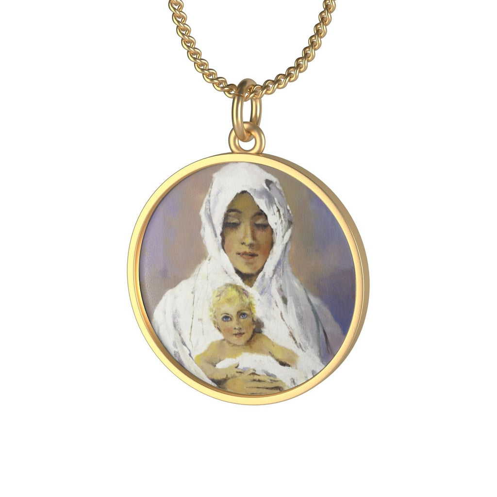 Blessed Mother With Child Necklace