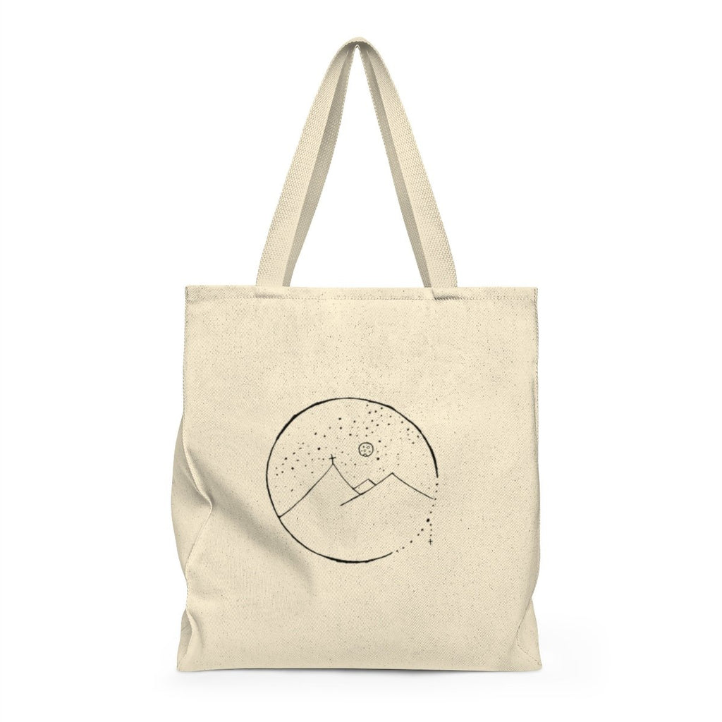 Roomy Tote Bag with Cross Mountain Scene