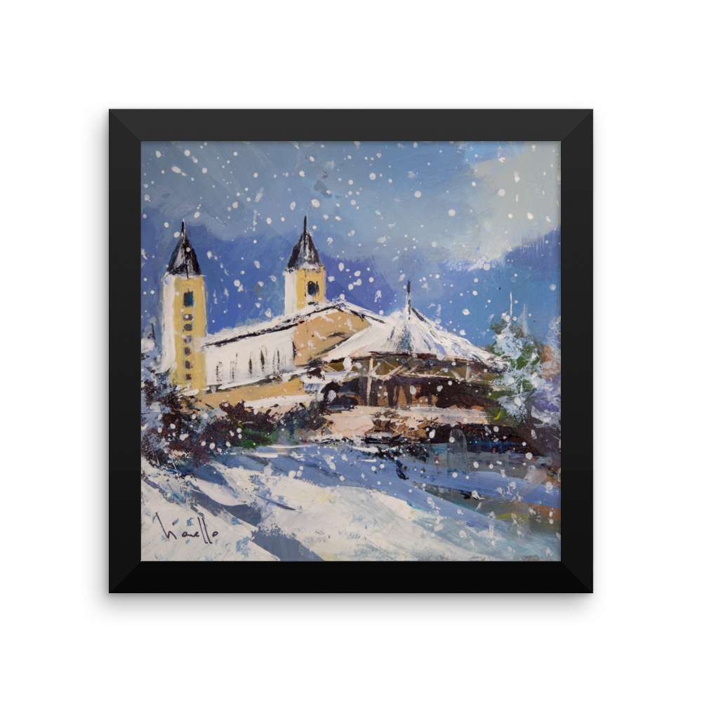 Framed Snowy Medjugorje Scene Poster