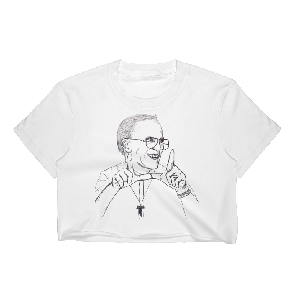 Women's Crop Top With Fr. Rene Robert Sketch
