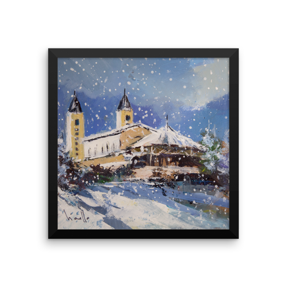 Framed Snowy Medjugorje Scene Poster