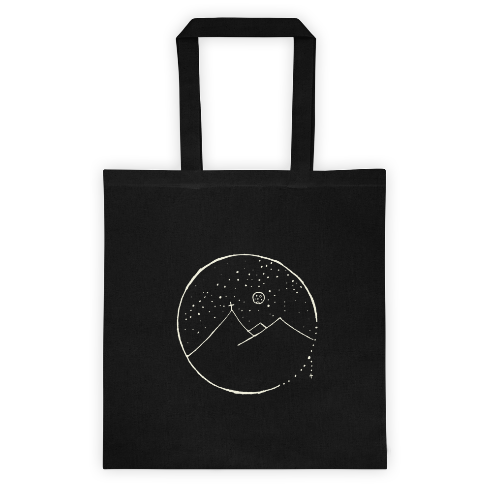 Cross Mountain Scene Tote Bag