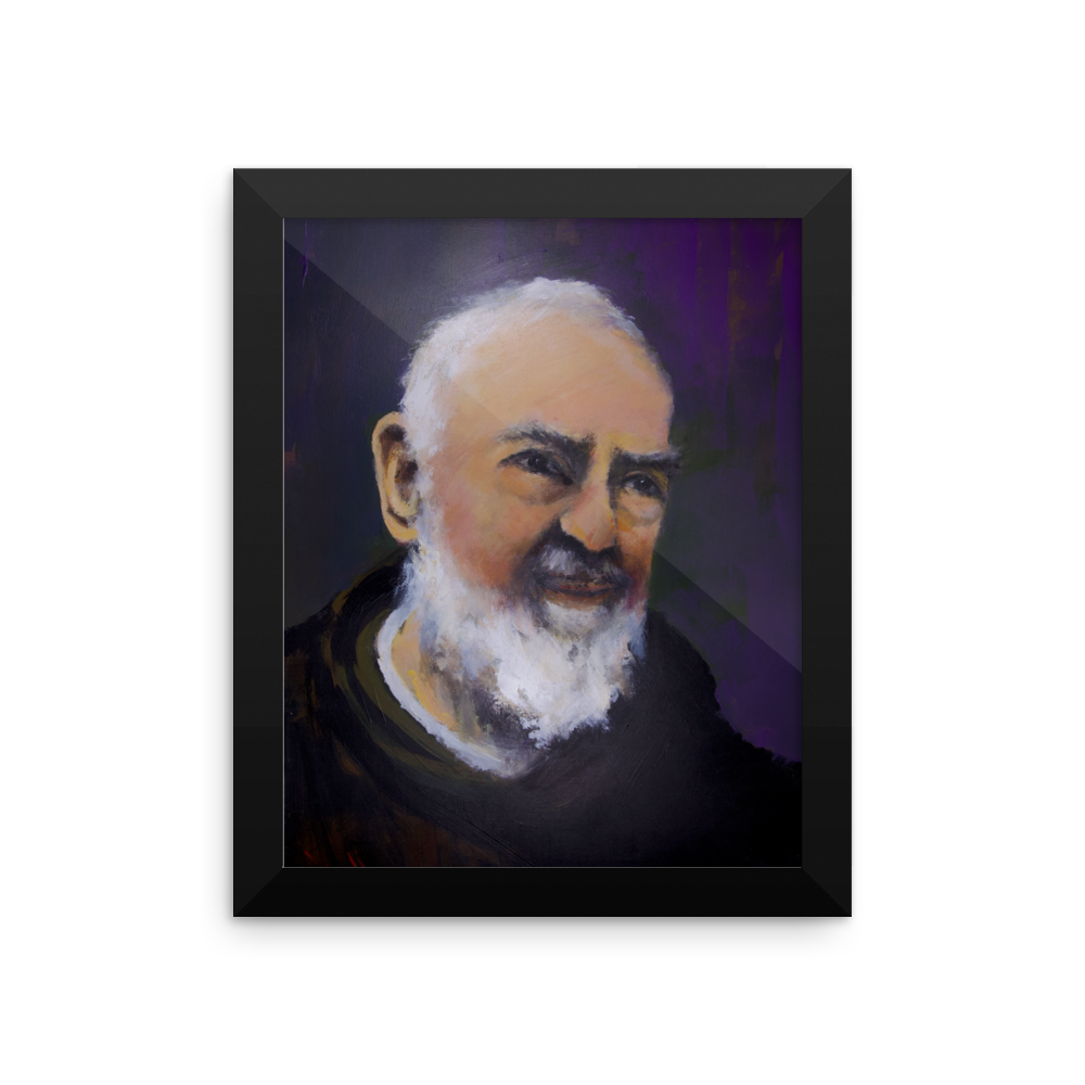 Framed Padre Pio Painting Poster