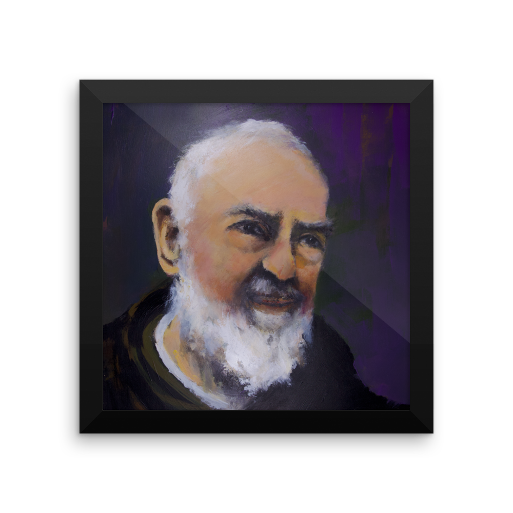 Framed Padre Pio Painting Poster