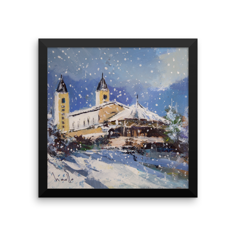 Framed Snowy Medjugorje Scene Poster