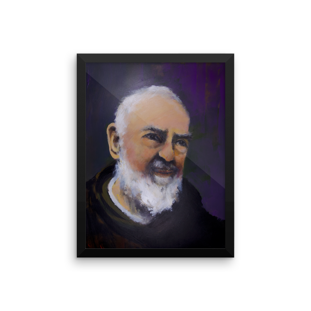 Framed Padre Pio Painting Poster