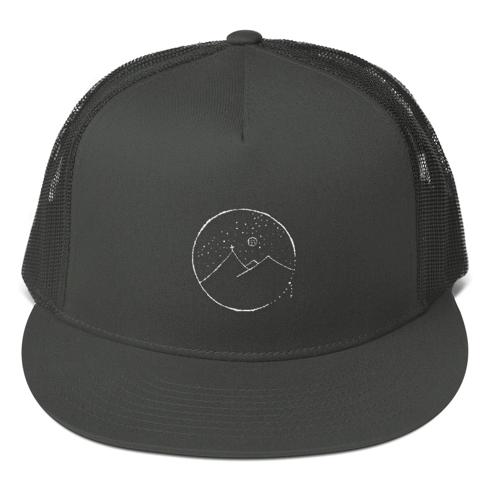 Mesh Back Snapback With Cross Mountain Scene