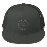 Mesh Back Snapback With Cross Mountain Scene